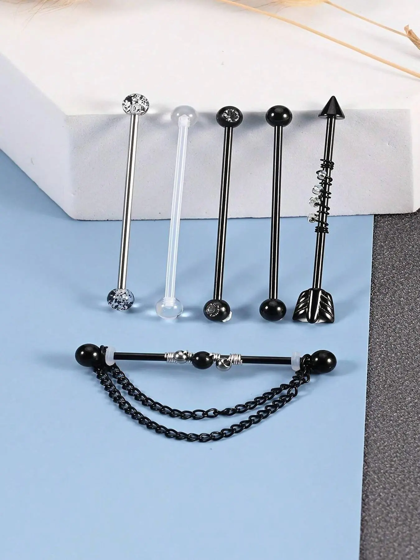 Fashionable All-match Arrow & Industrial Barbel Design Body Jewelry, Body Jewellery, Body Piercings, Ear Scaffold Piercing Jewelry, Nose Ring Jewelry, Fashion Accessories for Men & Women