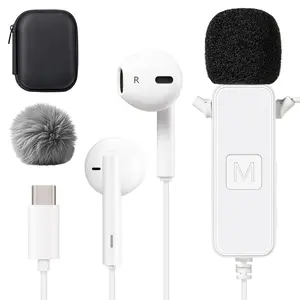 Sound Card Karaoke Headset with Real-Time in-Ear Monitoring & Microphone, 7 Sound Effects Voice Changer, Karaoke Headphones with Lavalier, 2 Modes Live Streaming Sound Card & Wired Earbuds Earphones