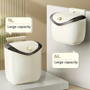 Large-capacity wall-mounted trash can with anti-odor sealing cover - beautiful appearance, no power supply required, suitable for kitchen and bathroom storage, a good helper at home