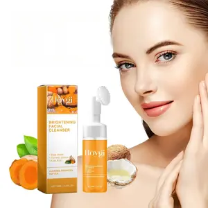 Turmeric Brightening Foam Facial Cleanser with Built-in Massage Brush - Cleansing, Facial Cleansing for Daily Use to Remove Impurities & Fade Pigmentation