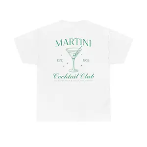Martini Cocktail Club Graphic Tee, Vintage Aesthetic Short Sleeve, Summer Bar & Brunch Outfit
