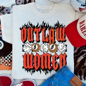 Out-law Women Flames Tee, vintage crewneck sweatshirts, western outfit women, cowgirl outfits, western clothing stuff tops, country concert outfits, western style clothes