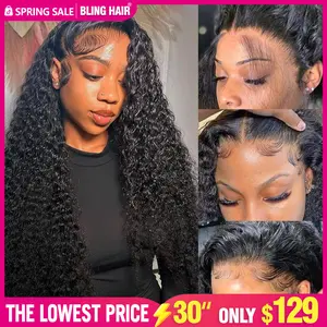 Bling Hair 13x4 Kinky Curly Lace Frontal Wigs Human Hair 180% Density Deep Curly Wigs For women Hd Lace Frontal Wig 13x4 Lace Front Wig SpringStatements