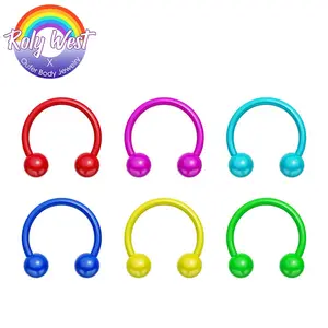 Oufer X Roly 6PCS Rainbow Set Multicolored Horseshoe Septum Rings Snakebites Piercing