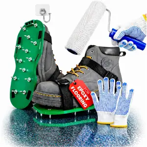 Premium 9 Inch Spiked Roller for Self Leveling Compound Epoxy Garage Kit & Concrete Flooring Cement Follower Floor Paint Includes Shoes Spikes Dotted Gloves Screed Decking j Roller Tiling on a Roll