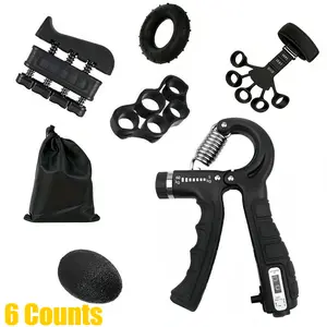 6-Piece Grip Strengthener Set with Adjustable Countable Grip Strengthener, Forearm Trainer, Hand Exercise Ball, Silicone Finger Rings, and Multifunctional Forearm & Finger Trainer, Adjustable Workout Equipment - Perfect for Home Exercise