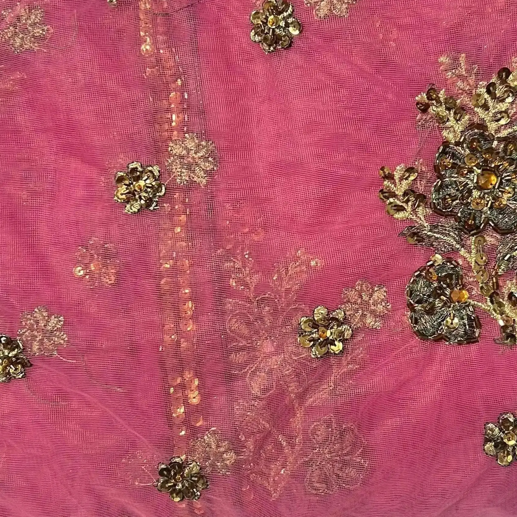 Net Pink Saree & Blouse with Zari Work - Soft, Elegant, Formal Womenswear, Comfortable, Traditional Design