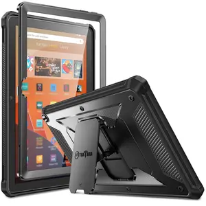 Fintie Shockproof Case for Fire HD 10 (13th Gen 2023) with Built-in Screen Protector & Kickstand, Rugged Unibody Hybrid Bumper Tablet Protection Cover