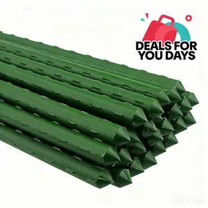 [Deals For You] 48" Plant Stakes Garden Tomato Sticks Durable Metal & Green Plastic Coated Supports for Potted Plants with Non-Slip Bump Design & Sharp Points for Easy Placement,campingessentials,outdoorfurnitureset,campinggear