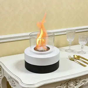 New Desktop Alcohol Fireplace, Transparent Glass with Simple Base, Creates Unique Warm Atmosphere Indoors and Outdoors