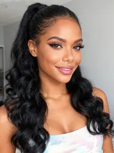 2PCS Yaki Ponytail Set: Wrap Around Curly Pony and Clip-in Synthetic Hair Extensions, Instant Length & Volume for All Women Wear