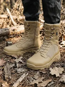 Men's Heavy-Duty Tactical Hiking Boots | All-Terrain Shock-Absorbing Outdoor Rubber Rugged Work Boots with Lace-Up Ankle Support Footwear