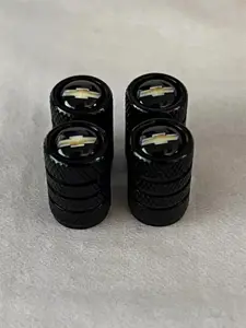 4x BLACK Chevy Chevrolet Tire Valve Stem Caps For Car Truck Universal Fitting