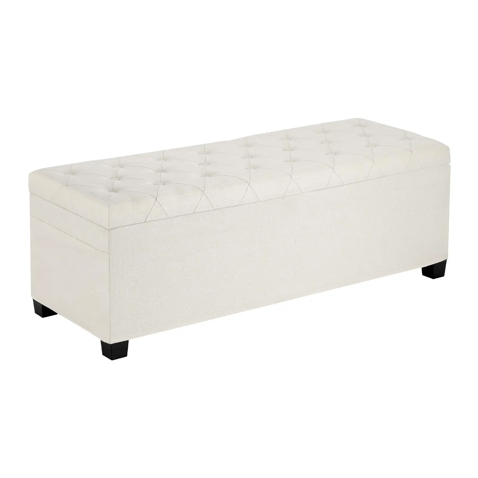 【SummerFinds】VEVOR Storage Ottoman Bench, Button-Tufted End of Bed Bench with Side Bags, Flip-up Upholstered Storage Chest with Metal Frame, Linen Bed Ottoman for Living Room, Bedroom, Entryway, Office, Beige