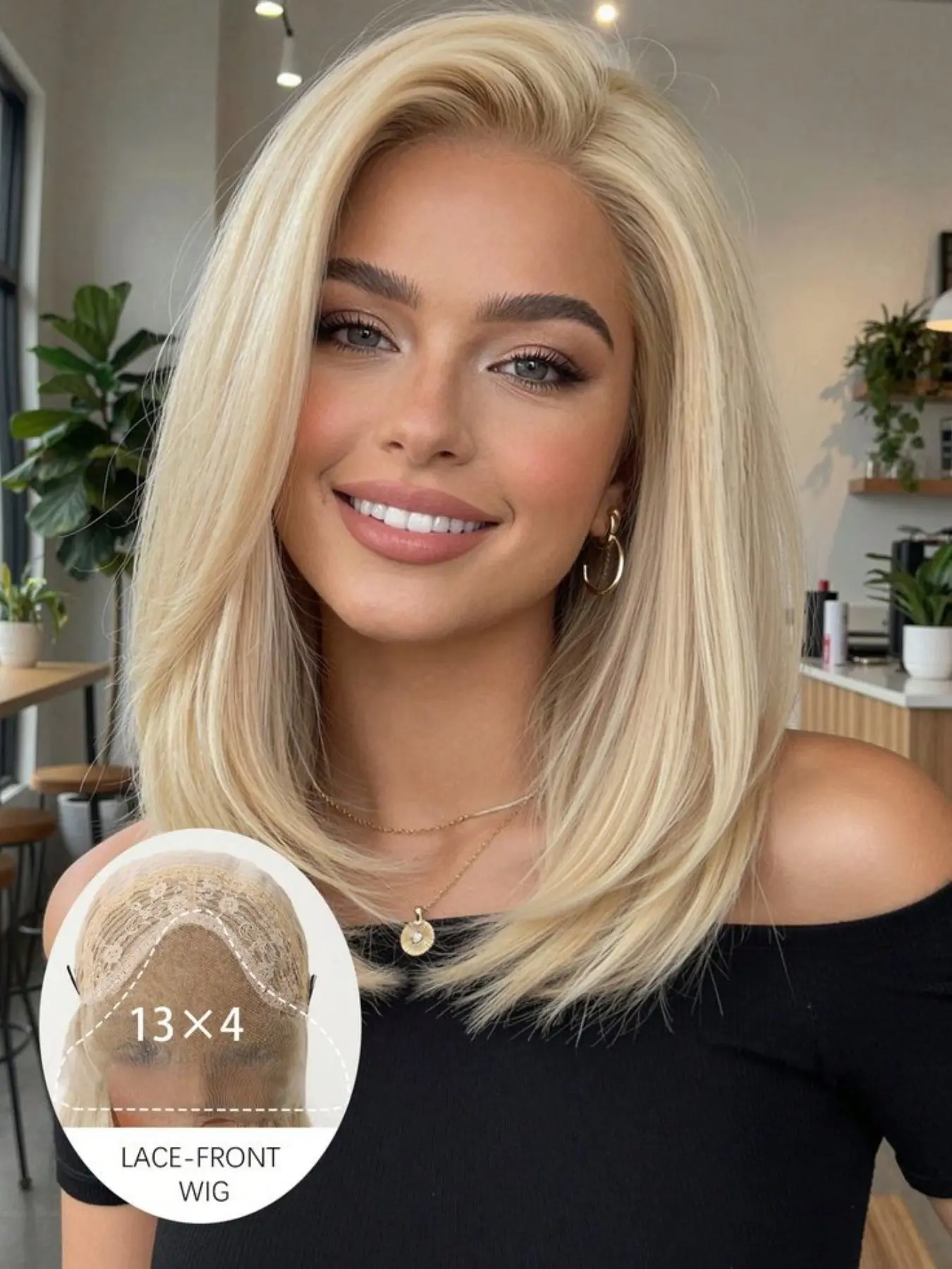 Blonde Glueless Lace Front Wig for Women, 13x4 Free Part Synthetic, Pre-Plucked Hairline, 22 Inch Layered Straight, Beginner-Friendly, Premium Synthetic Wigs