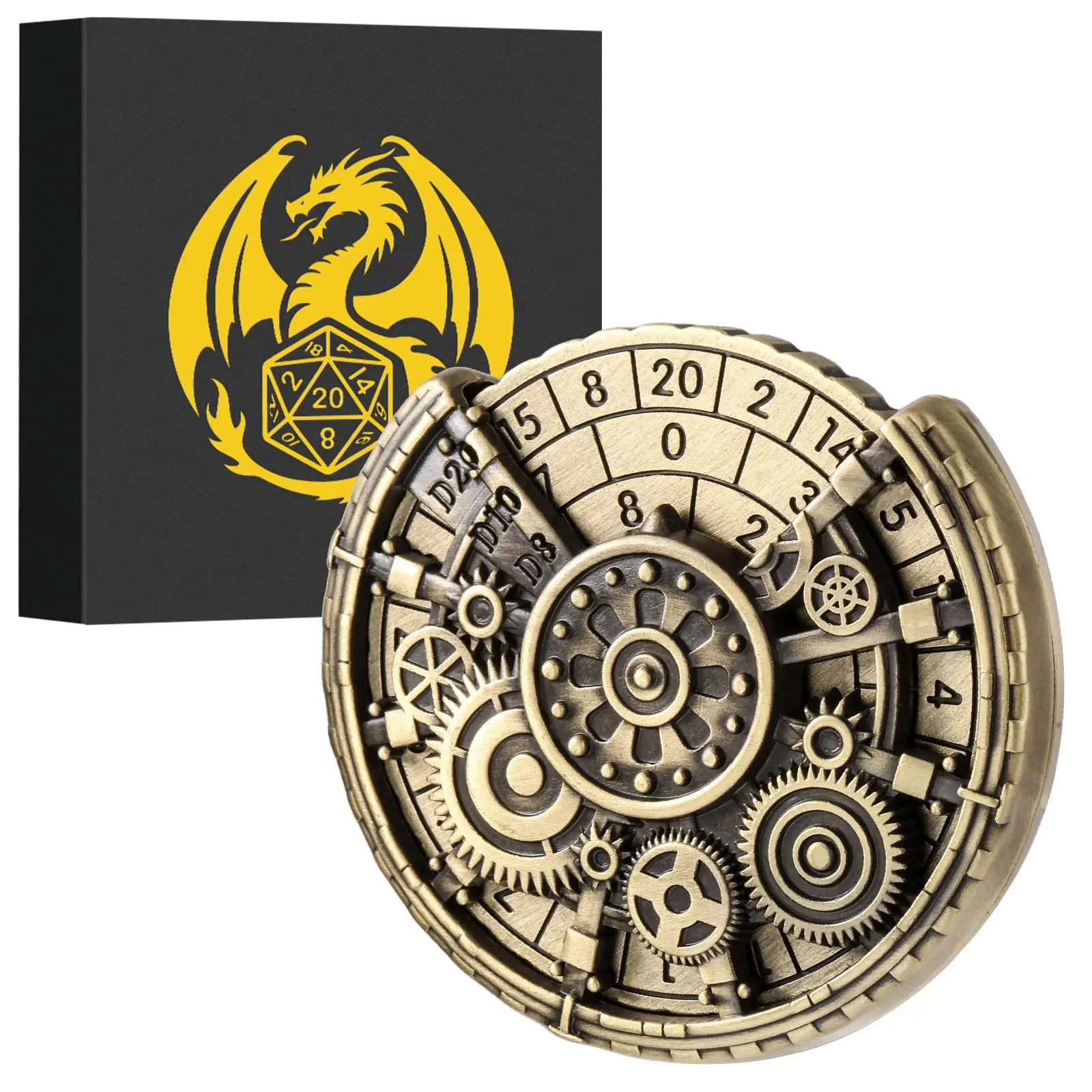 7 in 1 Gear Design Dice Wheel, 1 Count Metallic Dice Turntable, Dice Game Toy, Dice Game Accessories for DND Dice Set, Role Playing Game