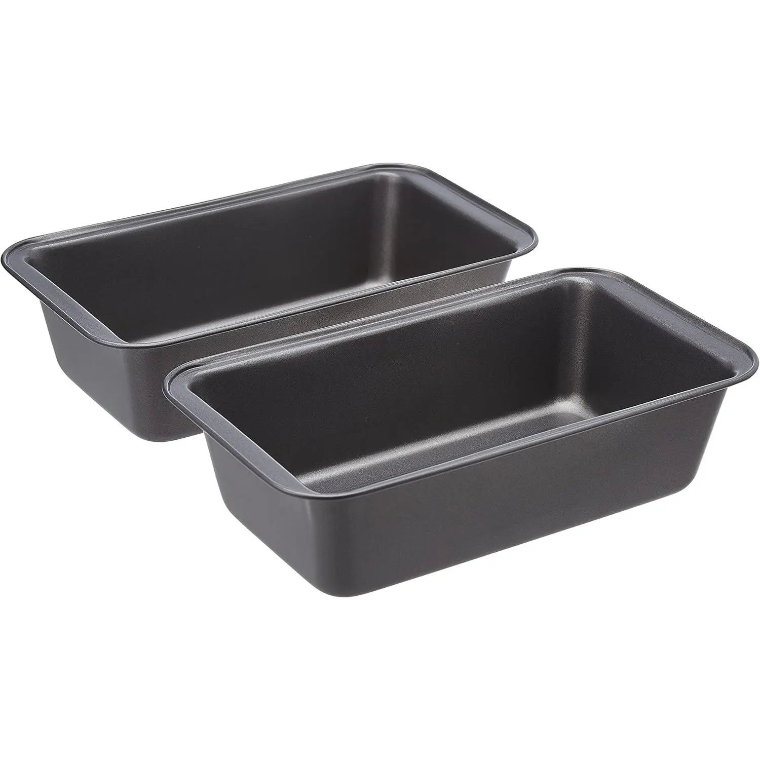 Rectangular Nonstick Bread Loaf Pan for Baking Meatloaf with Even Heat Distribution, 9.5 x 5 Inch, Gray, Set of 2