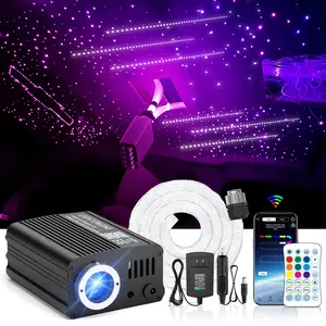 VASTFIRE Twinkle & Meteor Starlight Headliner Kit for Car 0.03in x 9.8ft 750 Strands RGBW Fiber Optic Star Light Engine 200 White Shooting Stars Bluetooth APP Remote Control Starlight Car Roof, Led Lights For Cars