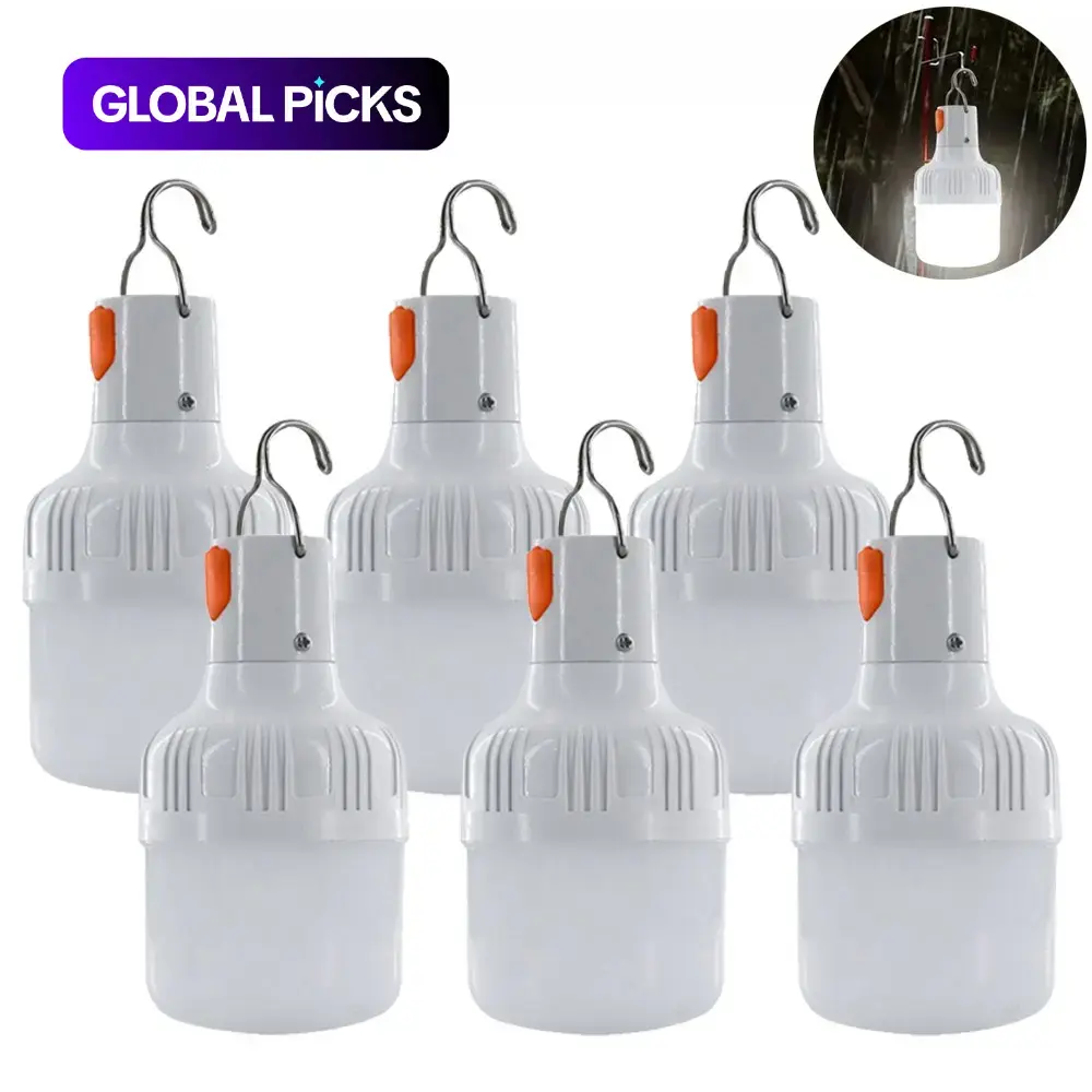6-Pack Outdoor USB Rechargeable Handheld Flashlights, IPX4 Waterproof LED for Camping Fishing, High Brightness, Strong Light & Lumens, Portable Lantern Night Light with Hook #GLOBAL PICKS