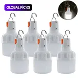 【Black Friday】6-Pack Outdoor USB Rechargeable Handheld Flashlights, IPX4 Waterproof LED Lantern for Camping & Fishing, High Brightness, Night Light with Built-in Hook #GLOBAL PICKS