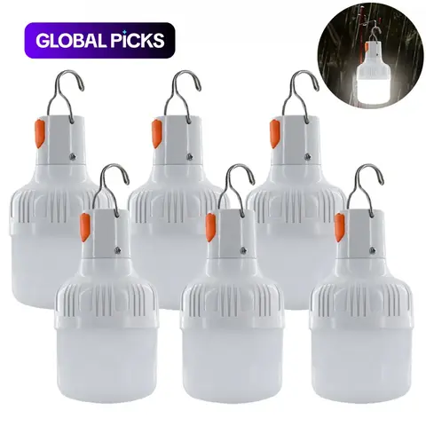 6-Pack Outdoor USB Rechargeable Handheld Flashlights, IPX4 Waterproof LED for Camping Fishing, High Brightness, Strong Light & Lumens, Portable Lantern Night Light with Hook, Usb Rechargeable Lighting #GLOBAL PICKS
