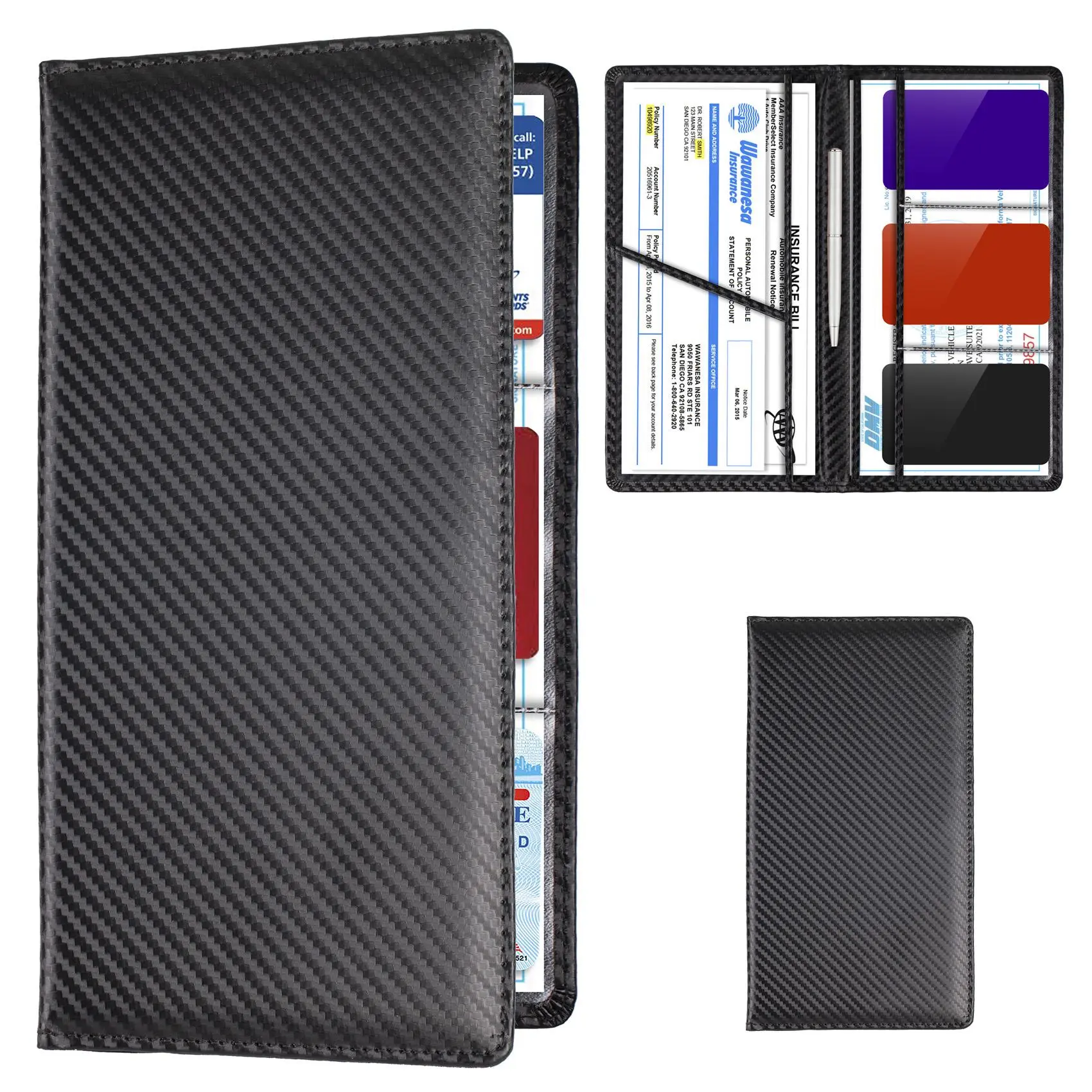 Car Registration & Insurance Card Holder, Vehicle License Document Compartment Card Holder, Interior Car Accessories for Women Men Teens, Travel Document Holder, Travel Essentials