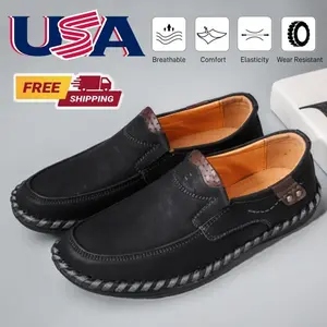 Men's Flat Loafers Handmade Leather Shoes Leisure Office Commuting Driving Shoes