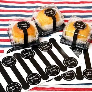 Baking Label Stickers Set, 100 Pieces Long Strip Sealing Labels, Self-Adhesive Baking Tags, Ideal for Bakery Packaging, High Adhesive Stickers