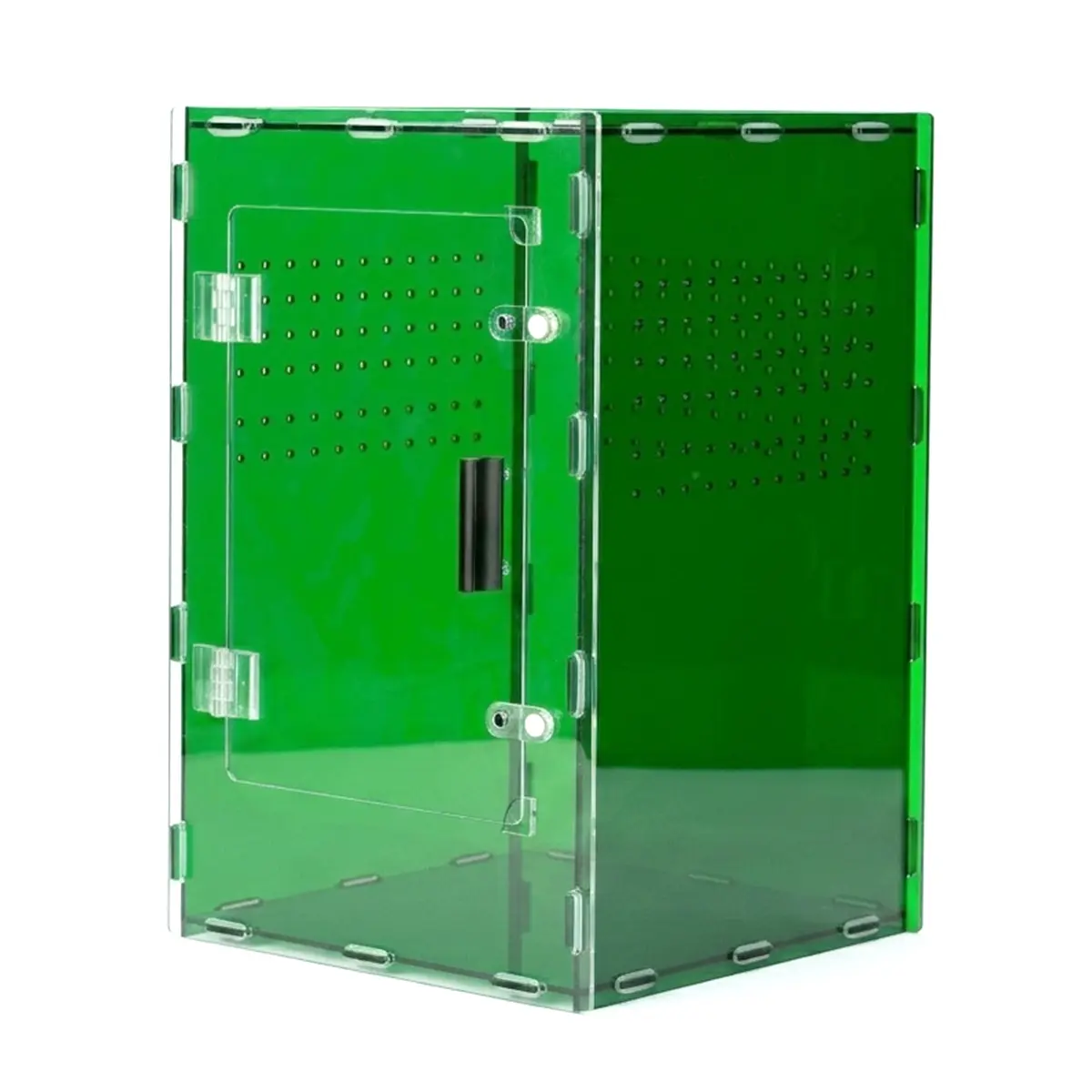 MonsterBox 8x8x12 Deluxe Acrylic Jumping Spider Enclosure - Forest Deep Green High Wall Terrarium with Top Mesh Screen, Escape-Proof Magnetic Door & 3mm Micro Vents for Tarantula & Mantis