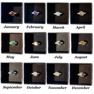 Handmade Crystal Bead Rings Birth Stone Birth Month