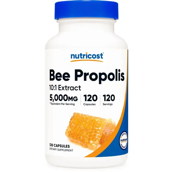 Nutricost High Potency Bee Propolis 10:1 Extract Dietary Supplement - 5000mg Equivalent, 120 Vegetarian Capsules, Vitamin-Infused for Adults' Daily Wellness & Healthy Lifestyle Support