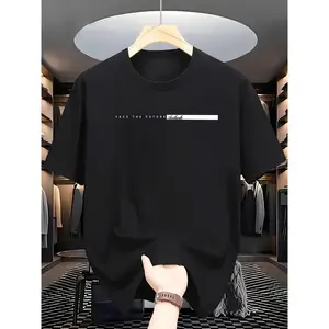 Unisex Cotton "Face The Future" Graphic Print T-Shirt - Trendy, Casual Short-Sleeve Crew Neck Tee for Everyday Street Style, School; Matching Cargo Pants Compatible Menswear Top