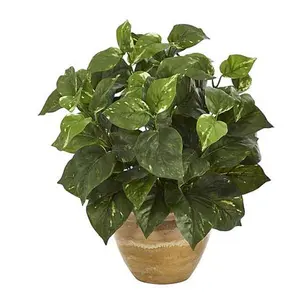 Nearly Natural 14� Pothos Artificial Plant in Ceramic Planter