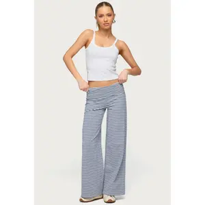 Petite Lilah Striped Fold Over Pants