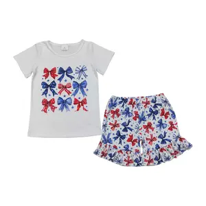GSSO2512 Toddler Girls' 2-Pieces Sweet Style Patriotic Outfit, 4th of July USA Independence Day Kids' Fashion Suit, Two-Pieces