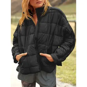 Women'sQuiltedPufferOversizedJacketponchowinterclotheswomenCoatsFabric
