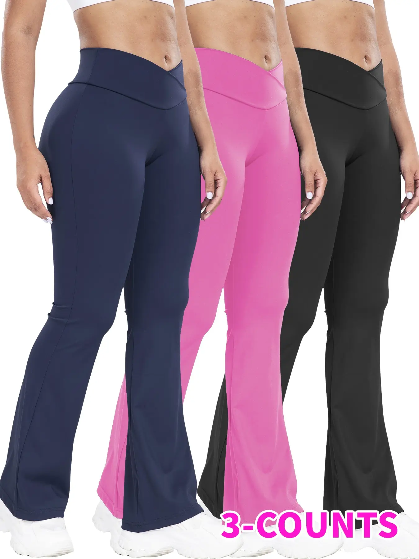 Women's High-Waist Yoga Flare Pants Set, Butt Lifting Tummy Control Shaping Design, Breathable Quick-Dry Fabric, Sporty Fitted Trousers, Yoga Wear, High Waist Sportswear, High Waist Activewear