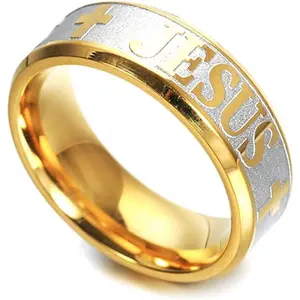 Christian Jesus Cross Ring Stainless Steel Religious Amulet Ring Catholic Ring Jewelry for Men Unique Gifts