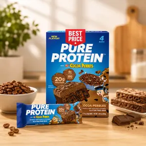Cocoa PEBBLES Protein Bars, 20g Protein Low Sugar Gluten Free Snack, 4 Count