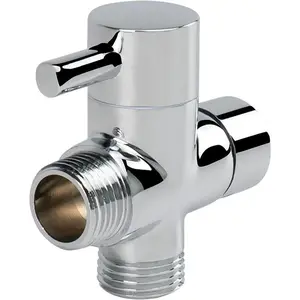Solid Brass G1/2" Shower Arm All Metal Universal 3-Way Diverter Valve for Handheld and Fixed Head, Replacement Component Adapter (Chrome Finish)