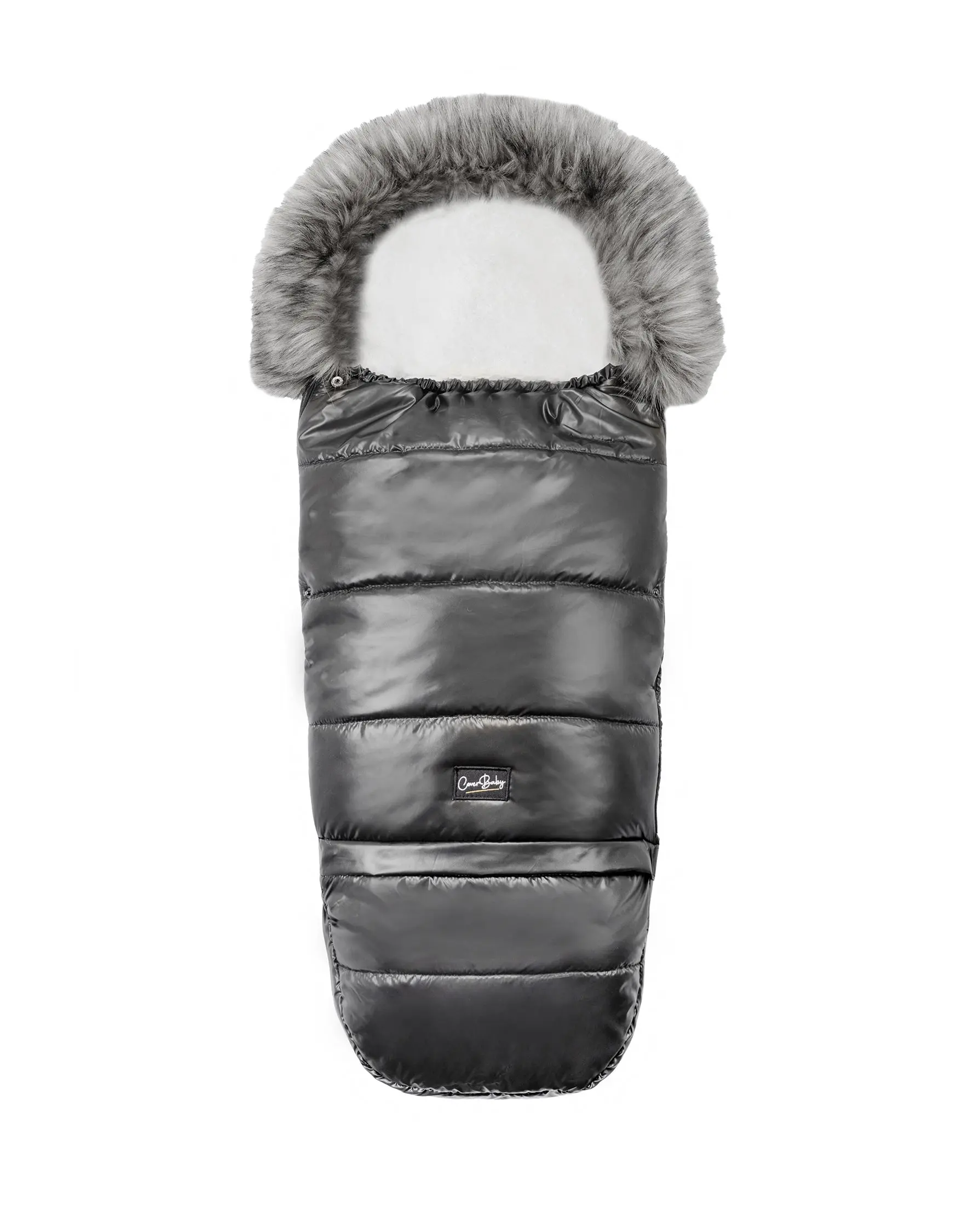 Pastel Black Organic Premium Gray Wool Adjustable Footmuff
