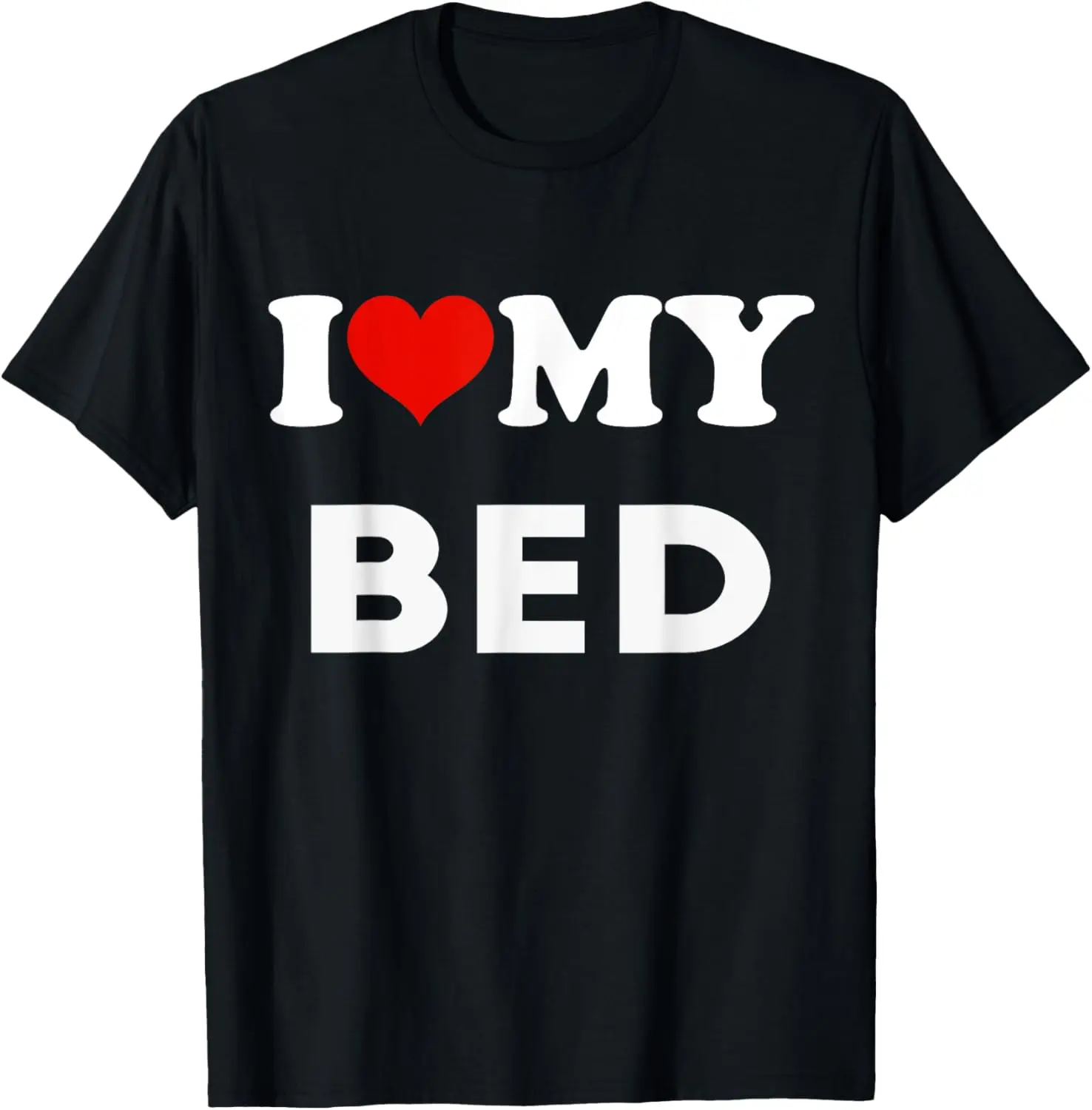 Women's 100% Cotton Vintage T-Shirt with Funny "I Love My Bed" Slogan Graphic, Casual Round Neck Regular Sleeve Top for All Seasons