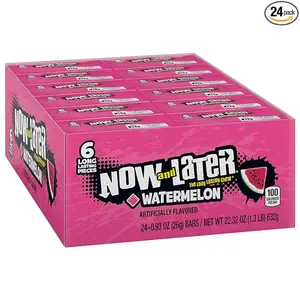 Now and Later , Watermelon Flavor, 0.93 Ounce  (Pack Of 24) - Delicious Snack  Tangy Candies tiktok candy socker bit fall Sweet Bonbon Fruit Flavored