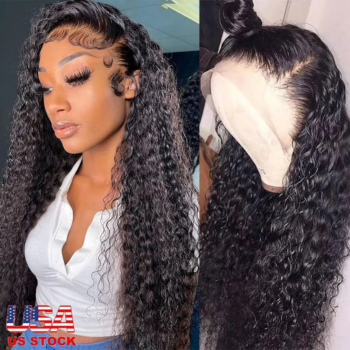 18 Inch Lace Front Wigs Human Hair Pre Plucked Brazilian Wet and Wavy Human Hair