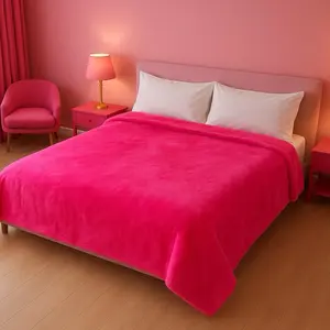 King Size Pink Flannel Blanket - Soft and Cozy