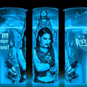 Glow in the Dark Rhea Ripley Wrestling I'm Your Mami Bad Girl Cup Mug Tumbler 20oz Stainless Steel Tumbler with Slide Closure Lid, Reusable Plastic Straw, Handmade Design - Drinkware Flasks Insulated