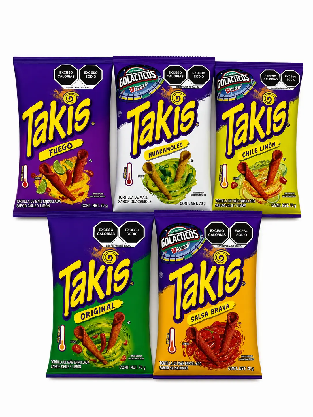Takis Mexican Rolled Corn Chips 70 g (2.47 oz) – Choose Flavor – Fuego, Original, Huakamoles, Salsa Brava & Chile Limón