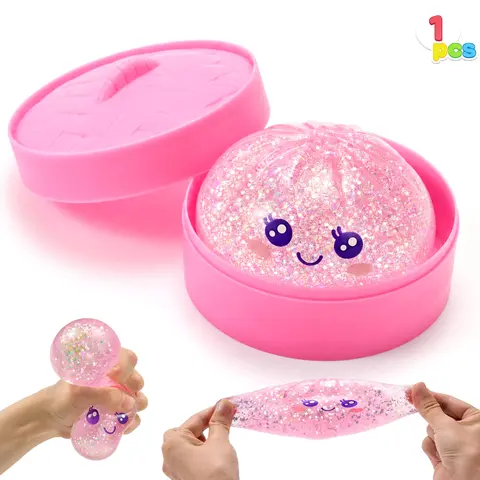 JOYIN 1-Piece Glittered Pink/Blue/Purple Dumpling Squishies, Slow Rising Squishies Toys, Soft Unisex Fidgets for Anxiety, Kids Toys, Office Desk Decompression Anxiety Gifts