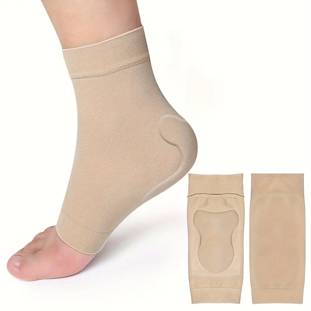 Achilles Heel Sleeves with Gel Padding, Compression Fit Support Socks for Haglund Bump Protection, Suitable for Most Sizes, Compression Leg Sleeves, 1 Pair/2 Pairs