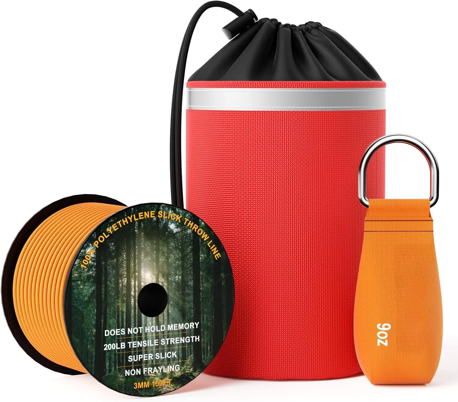 Arborist Throw Line Kit with Slick Rope, Throw Weight, Reflective Storage Bag, Suit for Tree ,Camping, Trimming, Hanging Swing, Forestry Tree Gear for Low and High Limb Throwing